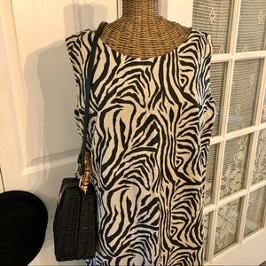 Unique Zebra Print , Heavy Raw Linen Dres, Sz M